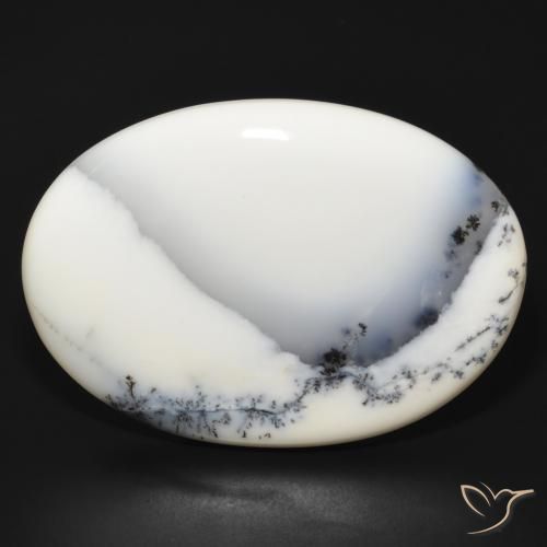 83.43ct Natürlicher Weiß mit Schwarz Dendritischer-Achat, Oval, Lichtundurchlässig