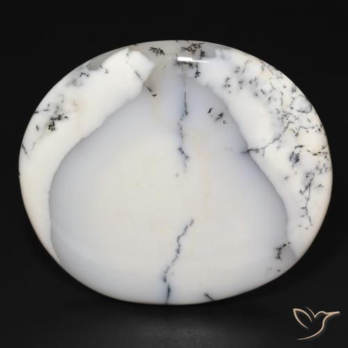 169.76ct Natürlicher Weiß mit Schwarz Dendritischer-Achat, Oval, Lichtundurchlässig