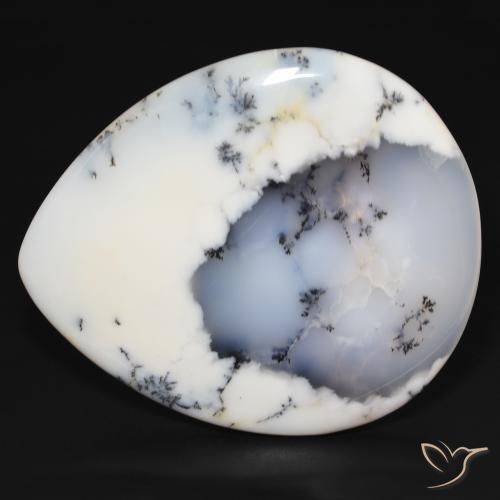 159.38ct Natürlicher Weiß mit Schwarz Dendritischer-Achat, Birnenform, Lichtundurchlässig