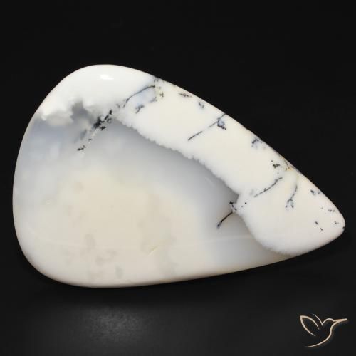 113.87ct Natürlicher Weiß mit Schwarz Dendritischer-Achat, Birnenform, Lichtundurchlässig