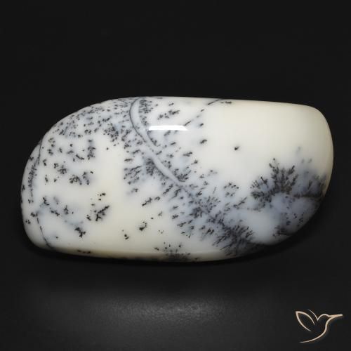 35.33ct Natürlicher Weiß mit Schwarz Dendritischer-Achat, Fantasie, Lichtundurchlässig