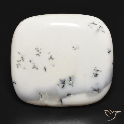 43.27ct Natürlicher Weiß mit Schwarz Dendritischer-Achat, Kissen, Lichtundurchlässig
