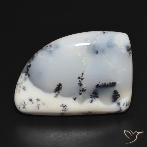 20.32ct Natürlicher Weiß mit Schwarz Dendritischer-Achat, Fantasie, Lichtundurchlässig