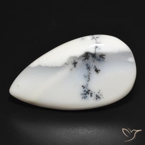 29.30ct Natürlicher Weiß mit Schwarz Dendritischer-Achat, Birnenform, Lichtundurchlässig