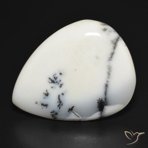31.45ct Natürlicher Weiß mit Schwarz Dendritischer-Achat, Birnenform, Lichtundurchlässig
