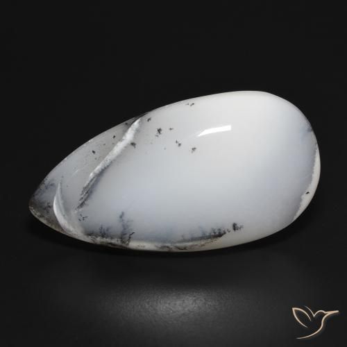 28.02ct Natürlicher Weiß mit Schwarz Dendritischer-Achat, Birnenform, Lichtundurchlässig