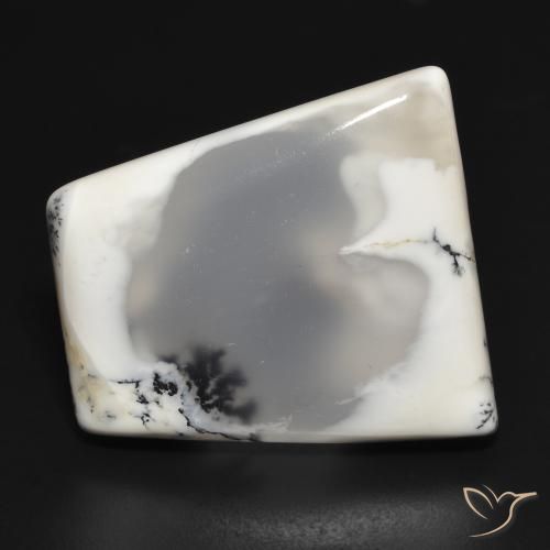 33.09ct Natürlicher Weiß mit Schwarz Dendritischer-Achat, Fantasie, Lichtdurchlässig