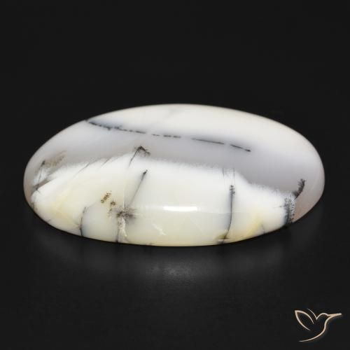 9,17 ctw natürlicher Weiß mit Schwarz Dendritischer-Achat, Oval, Lichtundurchlässig