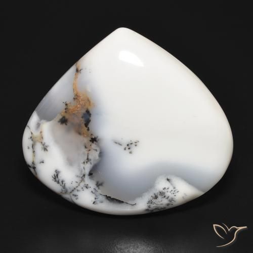 34.61ct Natürlicher Weiß mit Schwarz Dendritischer-Achat, Birnenform, Lichtundurchlässig