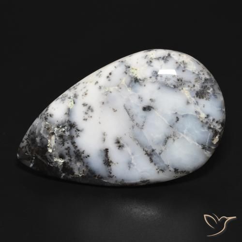 29.38ct Natürlicher Weiß mit Schwarz Dendritischer-Achat, Birnenform, Lichtundurchlässig