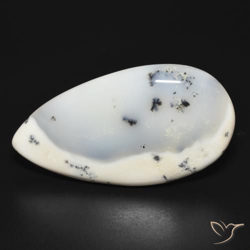 32.04ct Natürlicher Weiß mit Schwarz Dendritischer-Achat, Birnenform, Lichtundurchlässig