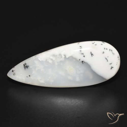 20.07ct Natürlicher Weiß mit Schwarz Dendritischer-Achat, Birnenform, Lichtdurchlässig