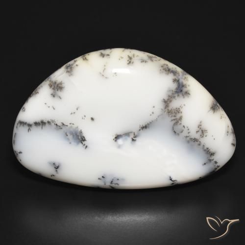 31.47ct Natürlicher Weiß mit Schwarz Dendritischer-Achat, Fantasie, Lichtundurchlässig