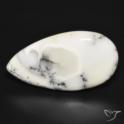32.69ct Natürlicher Weiß mit Schwarz Dendritischer-Achat, Birnenform, Lichtundurchlässig