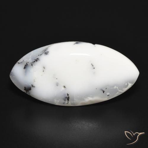 17.03ct Natürlicher Weiß mit Schwarz Dendritischer-Achat, Marquise, Lichtundurchlässig