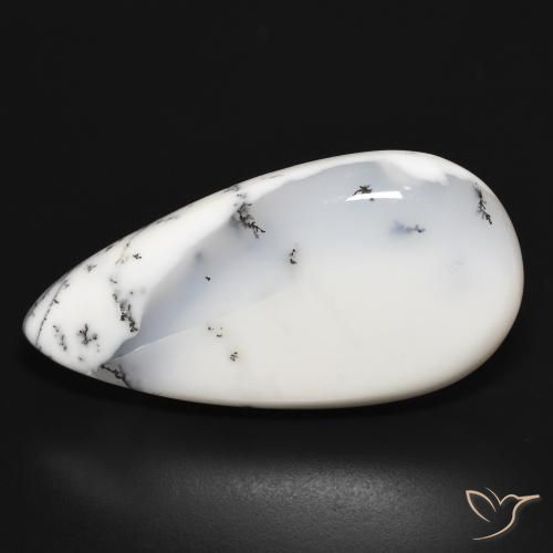 34.01ct Natürlicher Weiß mit Schwarz Dendritischer-Achat, Birnenform, Lichtundurchlässig