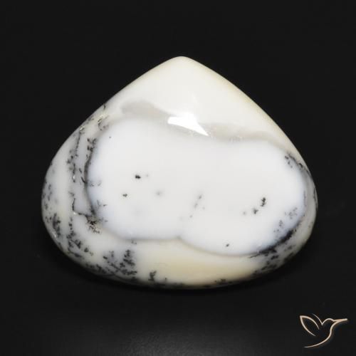 11.88ct Natürlicher Weiß mit Schwarz Dendritischer-Achat, Birnenform, Lichtundurchlässig