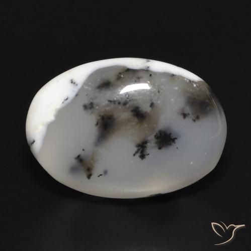 10.81ct Natürlicher Weiß mit Schwarz Dendritischer-Achat, Oval, Lichtdurchlässig