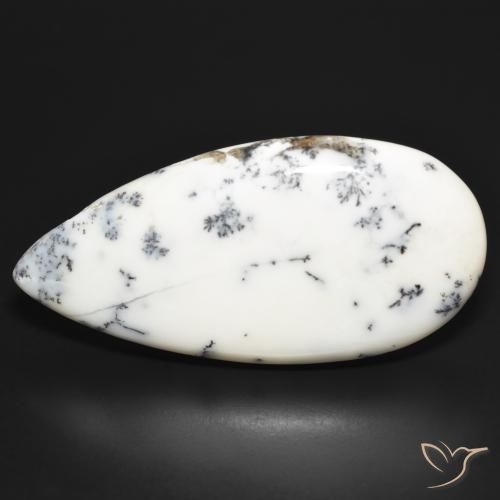 52.47ct Natürlicher Mehrfarbiges Weiß Dendritischer-Achat, Birnenform, Lichtundurchlässig
