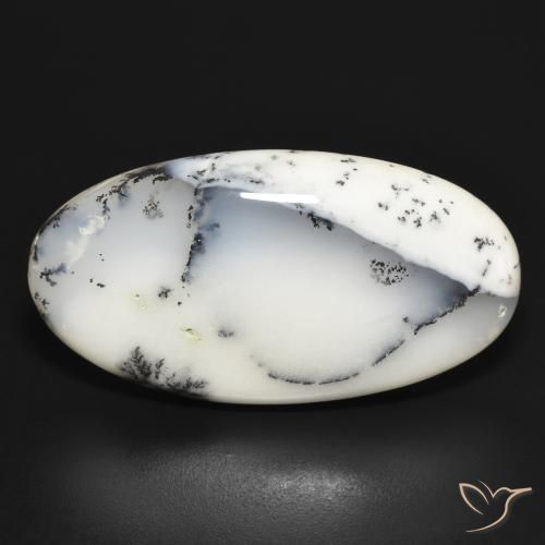 32.41ct Natürlicher Weiß mit Schwarz Dendritischer-Achat, Oval, Lichtundurchlässig