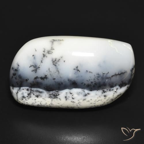 30.95ct Natürlicher Weiß mit Schwarz Dendritischer-Achat, Fantasie, Lichtundurchlässig