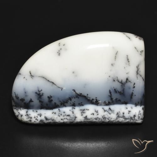 37.40ct Natürlicher Weiß mit Schwarz Dendritischer-Achat, Fantasie, Lichtundurchlässig