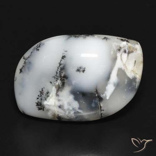 18.88ct Natürlicher Weiß mit Schwarz Dendritischer-Achat, Fantasie, Lichtundurchlässig