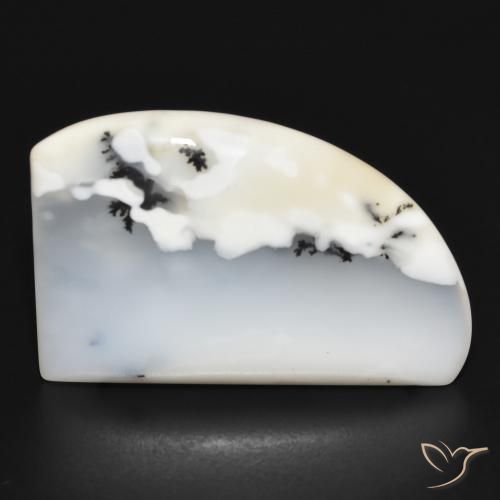 21.77ct Natürlicher Weiß mit Schwarz Dendritischer-Achat, Fantasie, Lichtundurchlässig