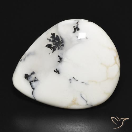 15.30ct Natürlicher Weiß mit Schwarz Dendritischer-Achat, Birnenform, Lichtundurchlässig