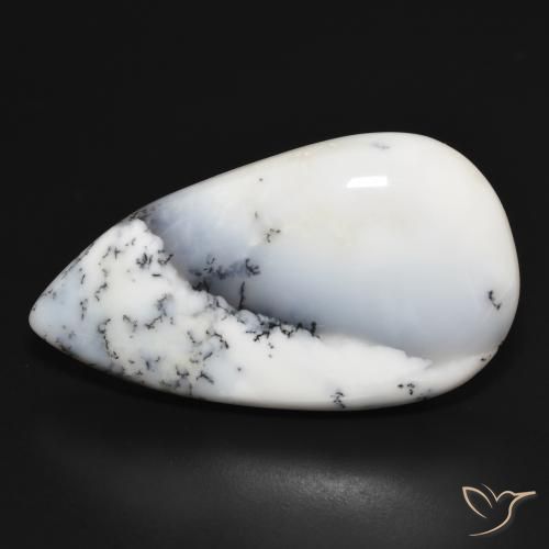 43.76ct Natürlicher Weiß mit Schwarz Dendritischer-Achat, Birnenform, Lichtundurchlässig