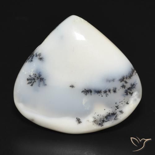 18.86ct Natürlicher Weiß mit Schwarz Dendritischer-Achat, Birnenform, Lichtundurchlässig