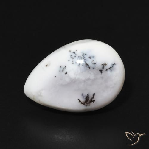 3.71ct Natürlicher Weiß mit Schwarz Dendritischer-Achat, Birnenform, Lichtundurchlässig
