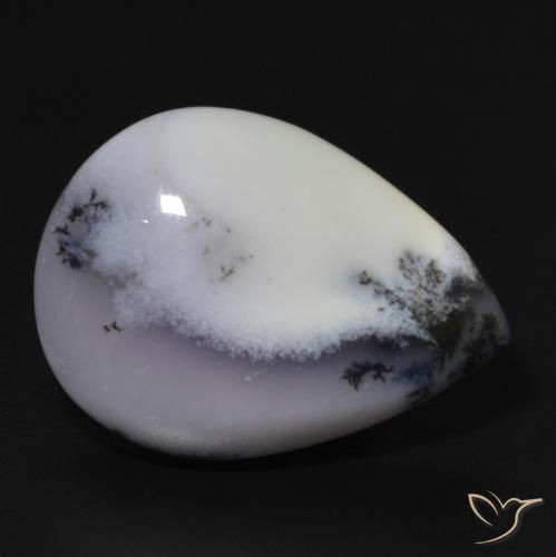 11.82ct Natürlicher Weiß mit Schwarz Dendritischer-Achat, Birnenform, Lichtundurchlässig