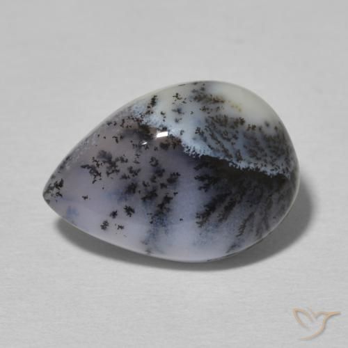4.80ct Natürlicher Weiß mit Schwarz Dendritischer-Achat, Birnenform, Lichtundurchlässig