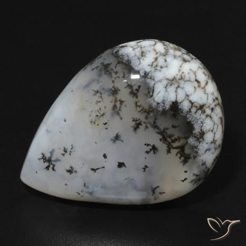 11.07ct Natürlicher Weiß mit Schwarz Dendritischer-Achat, Birnenform, Lichtundurchlässig