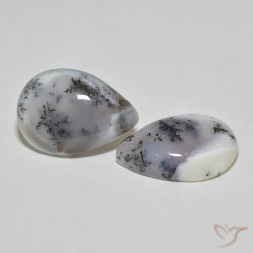 15.51 ct natürliche Weiß mit Schwarz Dendritischer-Achat-Edelsteine, Birnenform, Lichtundurchlässig