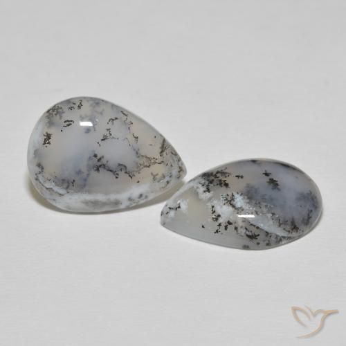 16.57 ct natürliche Weiß mit Schwarz Dendritischer-Achat-Edelsteine, Birnenform, Lichtundurchlässig