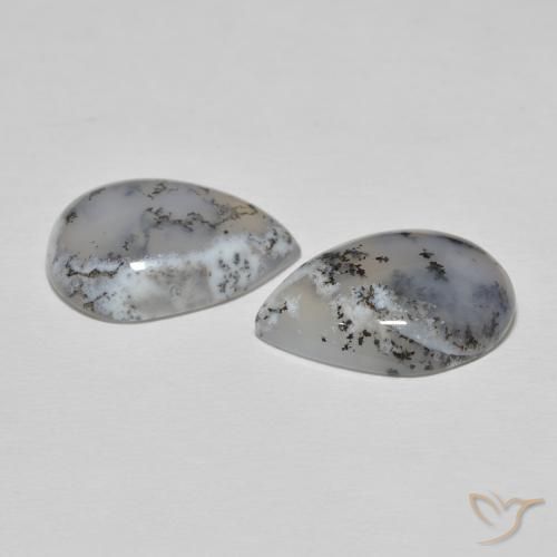 16.57 ct natürliche Weiß mit Schwarz Dendritischer-Achat-Edelsteine, Birnenform, Lichtundurchlässig