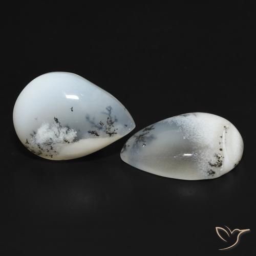 17.86 ct natürliche Weiß mit Schwarz Dendritischer-Achat-Edelsteine, Birnenform, Lichtundurchlässig