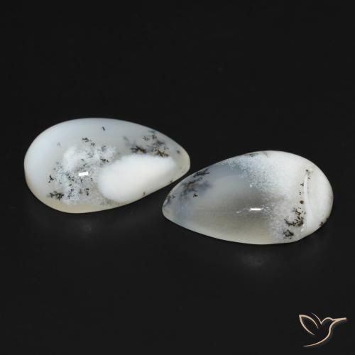17.86 ct natürliche Weiß mit Schwarz Dendritischer-Achat-Edelsteine, Birnenform, Lichtundurchlässig