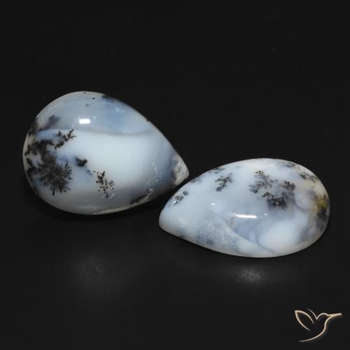 20.01 ct natürliche Weiß mit Schwarz Dendritischer-Achat-Edelsteine, Birnenform, Lichtundurchlässig