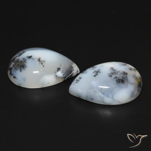 20.01 ct natürliche Weiß mit Schwarz Dendritischer-Achat-Edelsteine, Birnenform, Lichtundurchlässig