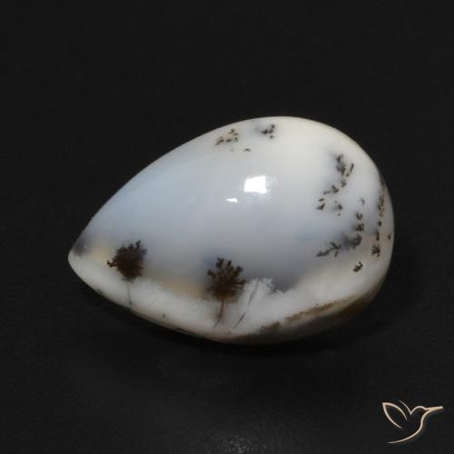 3.72ct Natürlicher Mehrfarbiges Weiß Dendritischer-Achat, Birnenform, Lichtundurchlässig