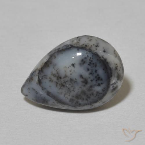 2.90ct Natürlicher Weiß mit Schwarz Dendritischer-Achat, Birnenform, Lichtundurchlässig