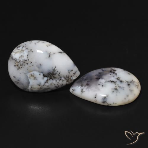 13.84 ct natürliche Mehrfarbiges Weiß Dendritischer-Achat-Edelsteine, Birnenform, Lichtundurchlässig