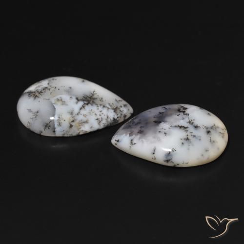13.84 ct natürliche Mehrfarbiges Weiß Dendritischer-Achat-Edelsteine, Birnenform, Lichtundurchlässig