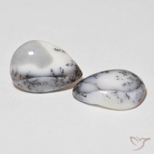 16.40 ct natürliche Weiß mit Schwarz Dendritischer-Achat-Edelsteine, Birnenform, Lichtundurchlässig