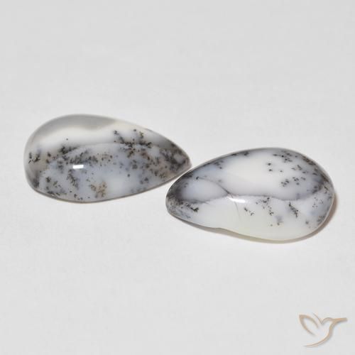 16.40 ct natürliche Weiß mit Schwarz Dendritischer-Achat-Edelsteine, Birnenform, Lichtundurchlässig