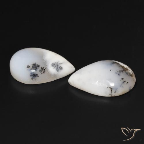 15.91 ct natürliche Weiß mit Schwarz Dendritischer-Achat-Edelsteine, Birnenform, Lichtundurchlässig