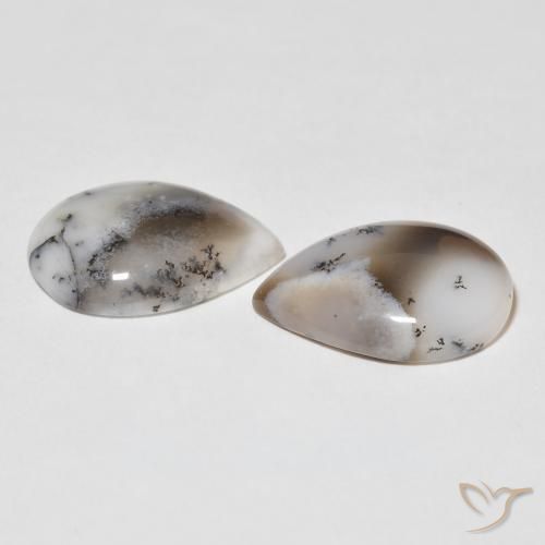 15.43 ct natürliche Weiß mit Schwarz Dendritischer-Achat-Edelsteine, Birnenform, Lichtundurchlässig